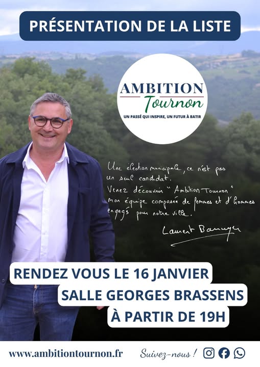 Affiche présentation liste Tournon sur Rhône Ambition Tournon